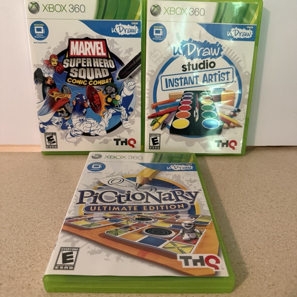 Xbox 360 uDraw Lot Pictionary Marvel Super Hero Squad Instant Artist CIB